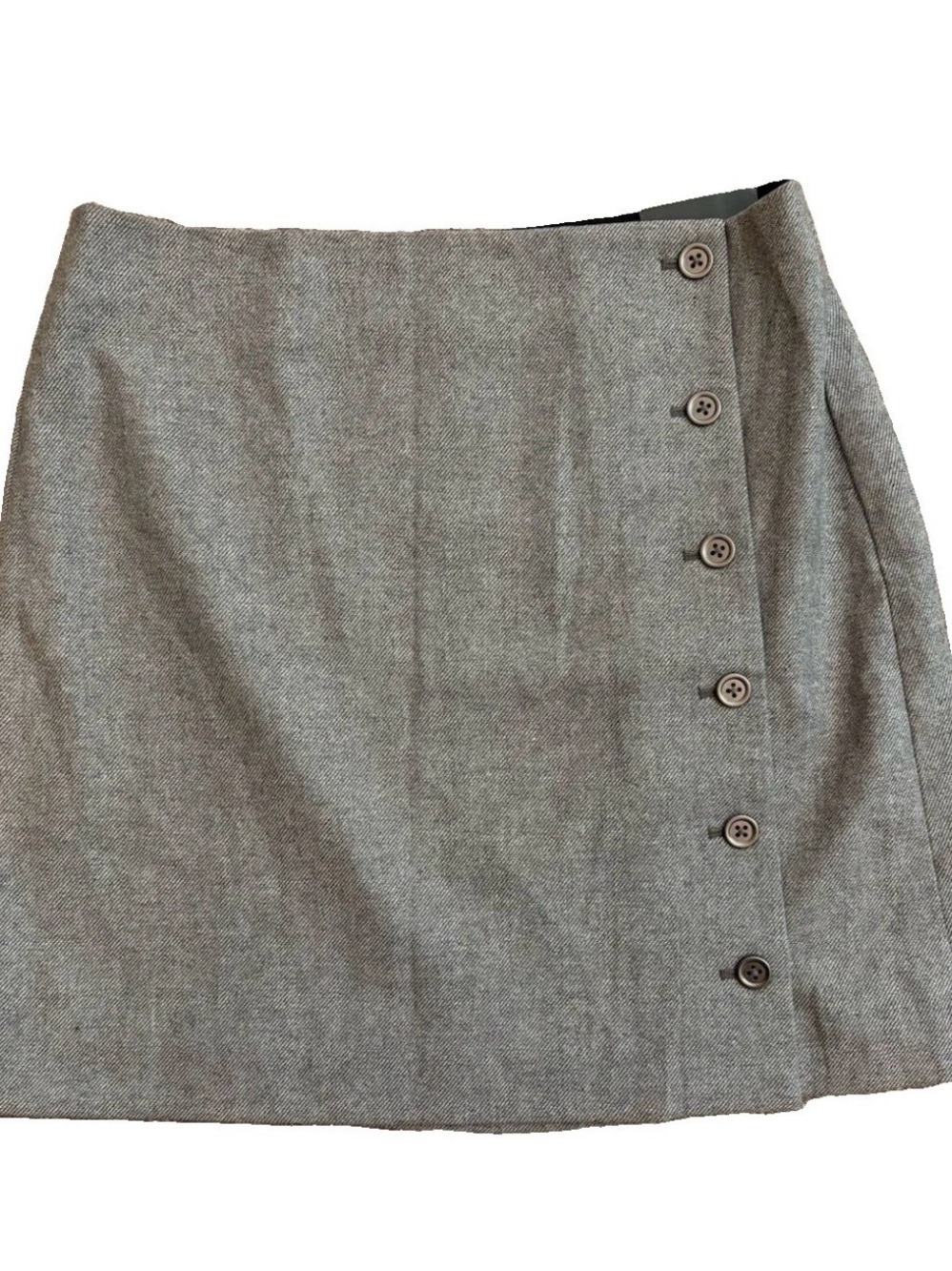 Banana Republic Skirt Womens Gray Wool Blend Lined Side Button Detail NWT